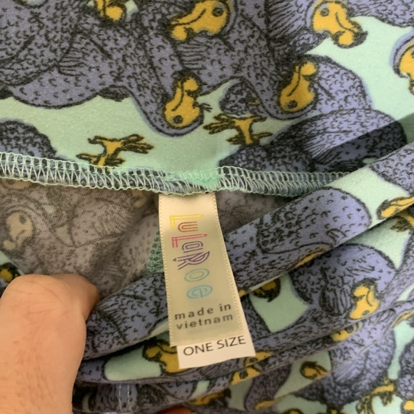 Dodo bird leggings one size blue teal yellow soft - Picture 3 of 3